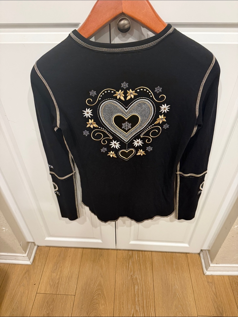 Alp N Rock Black Long-Sleeve Tee with Gold & White Embroidery - Picture 6 of 6